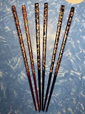 Vintage 50's Japanese Lacquered Inlaid Chopsticks - Three Sets • $29.95