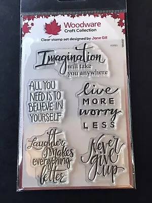 £3.99 • Buy Woodware Clear Stamp Set - Imagine Verse Phrases Never Give Up Etc