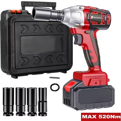 21V Electric Brushless Impact Wrench 1/2  520Nm High Torque Rattle Gun+Battery • $49.99