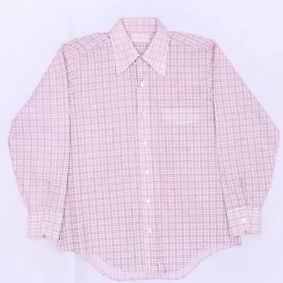 C5493 VTG Marlboro Men's Flannel Plaid Long Sleeve Shirt Size 15 1/2-33 • $19.99