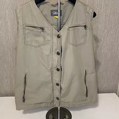 Cabelas Vest  Woman’s Large Beige Chambray Lightweight Outdoor Outerwear • $14.99