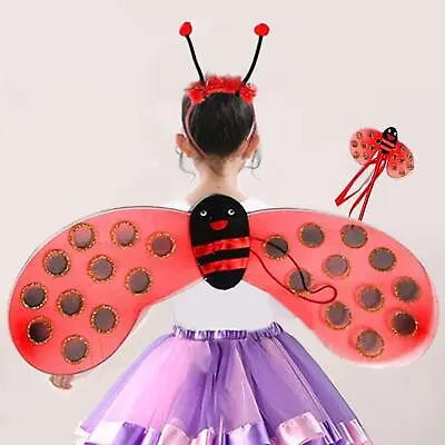 Ladybird Costume For Kids Girls Dress Up Party Ladybird Wing Headband • £6.37