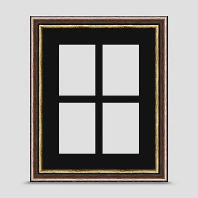 10x8 PICTURE PHOTO FRAME Incl BLACK Mount For Four 3.5x2.5 ACEO ART BROWN GOLD • £18.45