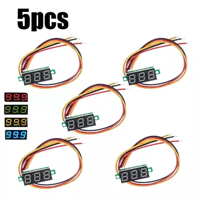 5Pcs 3-Wires Mini DC 0-100V 0.28  3-Digital Voltmeter LED Voltage Panel Meter US • $10.49