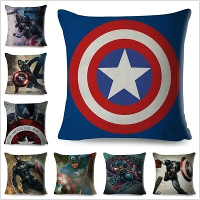 Cartoon Marvel  Avengers Captain America Pillow Case Super Hero  Cushion Cover  • £3.59