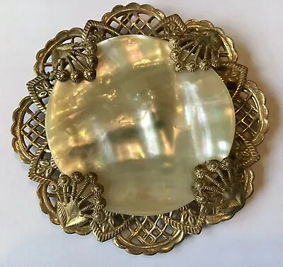 Large Vintage Miriam Haskell Signed Mother Of Pearl Brooch • $115