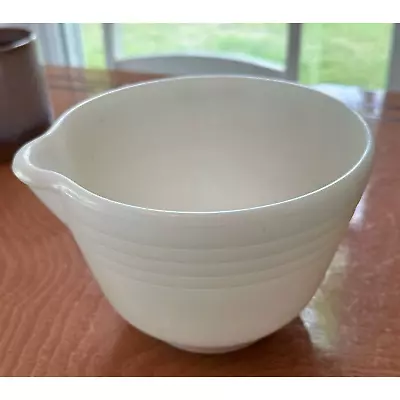 Vintage PYREX White Milk Glass HAMILTON BEACH Ribbed Mixing Bowl W/ Spout #22 • $22.85