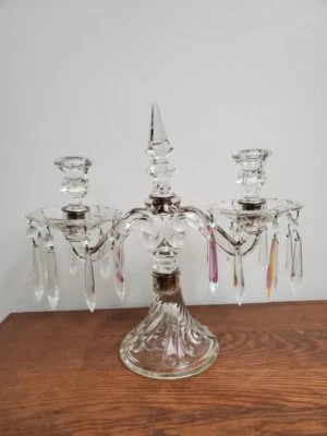 $199.99 • Buy Vintage Antique Crystal Two Arm Candelabra Candle Holder Beautiful Unique Fancy