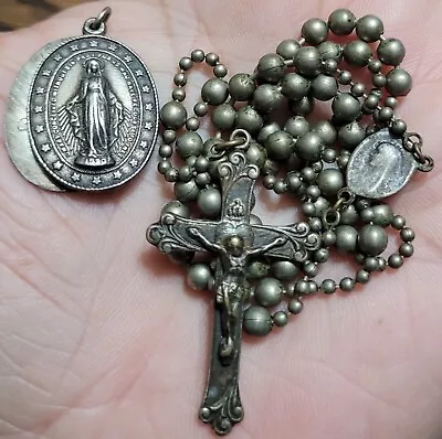 Antique Vintage WW2 Military Pull Chain Rosary Religious Crucifix Catholic Lot A • $142