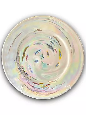 Yalos Casa Murano Stamped Millefiori Opalescent Plate/Platter Iridescent Italy • $99