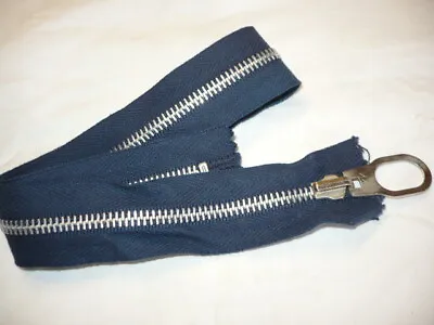 ONE GENUINE YKK NAVY  REVERSABLE SLIDER ZIP  No5  22inch Metal Toothed Zip  • £2.99