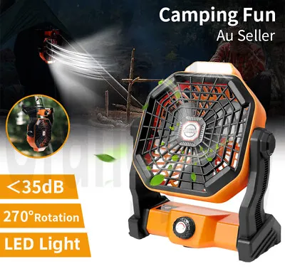 Portable Camping Fan LED Light Rechargeable Outdoor Tent Lantern USB Charging • $59.90