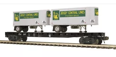 Mth Premier Jersey Central Lines Flat Car & 20’ Pup Trailers! O Scale Cnj Of New • $134.99