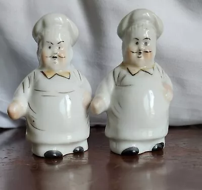 Vintage Porcelain Bone China Hand Painted Chef Salt & Pepper Shakers Japan • $9