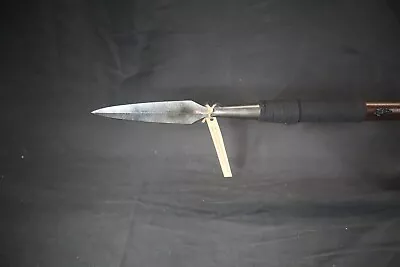 Handmade 68  Dark Leather Spear Quenched Harden High Carbon Steel Battle Ready • $119.99