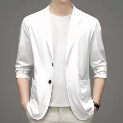 Men's Summer Lightweight Suit Jacket Ice Silk Anti-Wrinkle Breathable US • $13.89