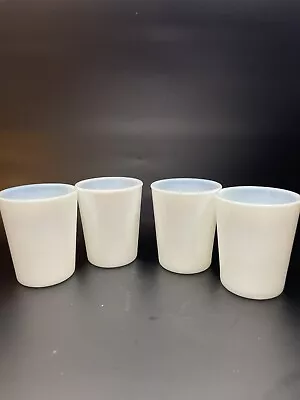 Lot Of 4 White Milk Glass Juice Cup Tumbler  Opaque Vintage 3.5” Tall • $13.50