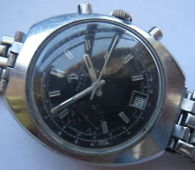 Tressa Chronograph Date Mens Wristwatch Steel Case All Original Cal Valjoux 7734 • $450