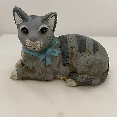 Midwest Import Cannon Falls Cast Iron Doorstop Gray Cat Blue Ribbon Tabby Kitty • $28.99