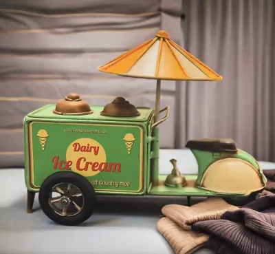 Hand Painted Metal Ice Cream Cart Vintage Inspired Original Decorative Object • $44.99