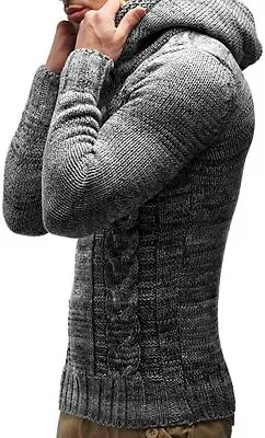 COOFANDY Men's Knitted Cotton Pullover Hoodie Long Sleeve Turtleneck Sweater • $51.90