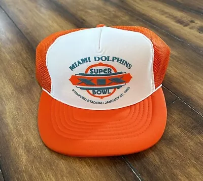 Vintage Miami Dolphins Super Bowl XIX SnapBack Trucker Hat 1985 Cap • $29.95