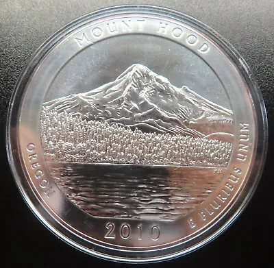 2010 Oregon 5 Oz Silver Washington Quarter - America The Beautiful Mount Hood • $235