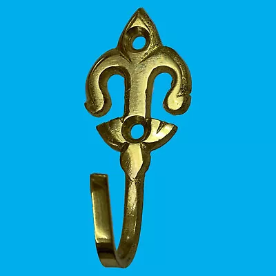 £2.50 • Buy 2x Solid Brass Fleur De LYS Curtain Tieback Holders/Hooks