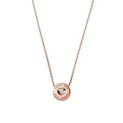 MICHAEL KORS Womens Necklace MKC1487AN791 925% Silver Gold Rose Heart • £108.58