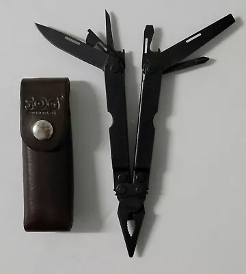 SOG Pocket Black Oxide Multi-Tool W/Leather Sheath Used • $40