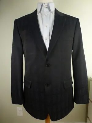 VERSACE COLLECTION Jacket 54R/44R Black Check Silk Blazer Peak Sport Coat • $84.88