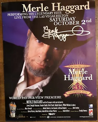 MERLE HAGGARD Las Vegas Color Photo Flyer Collectors Item Reprint AUTOGRAPH 1999 • $29.99