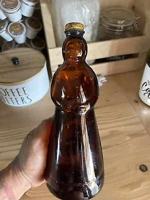 Vintage Mrs. Butterworth’s Syrup Amber Brown Glass Bottle 10  24 Oz. W/Metal Cap • $16.85