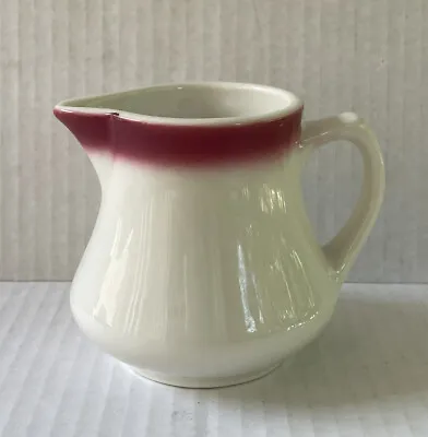 Vintage Homer Laughlin Creamer Burgundy Stripe Restaurant Ware Syrup Pitcher • $7.95