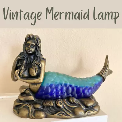 Mermaid Lamp Stained Glass Tale Vintage • $60