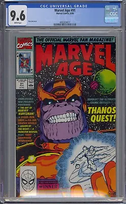 Marvel Age #91 Cgc 9.6 Thanos Quest Preview White Pages 4011 • $58.49
