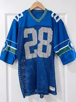 Vintage 80s Warner #28 Seattle Seahawks Sand Knit Jersey Sz L See Description • $45