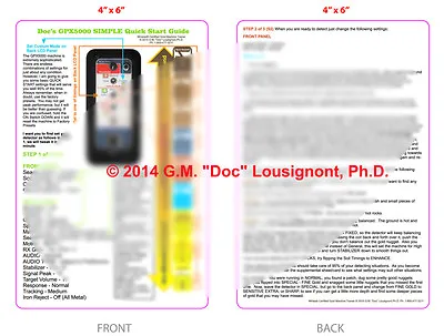 GPX5000 GPX4800 Minelab Metal Detector Doc's Quick Start Guide • $12
