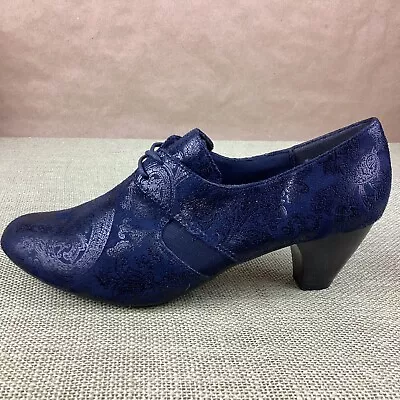 Soft Style By Hushpuppies Lace Up Oxford Heels Vintage Blue Women’s Shoes 8.5M • $28