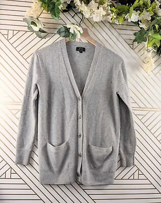 J. CREW Women's V-Neck Boyfriend Cardigan In Everyday Cashmere Grey Size XXS HOL • $17.99