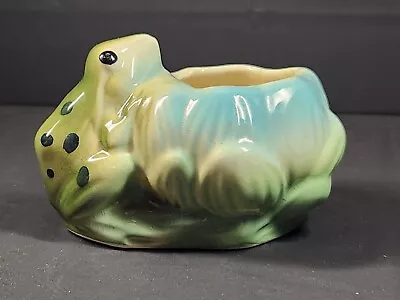 Vintage Frog And Lotus Flower Small Planter Pot Pottery • $18