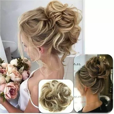 £5.39 • Buy Curly Messy Hair Bun Piece Scrunchie Updo Fake Natural Bobble Hair Extensions UK