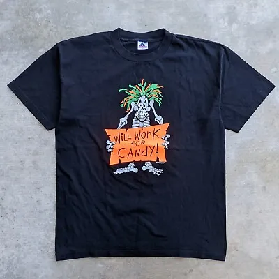 Vintage Halloween Skeleton Will Work For Candy T-shirt - SIZE XL • $30