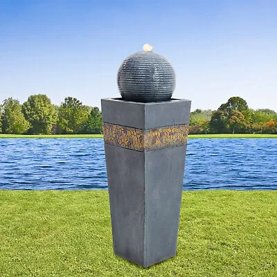 £95.95 • Buy Electric Garden Water Feature Statue W/ Led Light Sphere Ball Trapezoid Fountain
