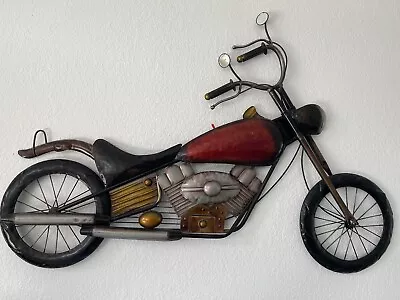 Large Metal Motorcycle Wall Art  Embossed Sculpture 3D  40” Wide • $79