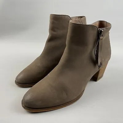 £27.99 • Buy FAT FACE Ankle Boots Grey Leather Block Heel Size UK 6 | EUR 39 Size Zip