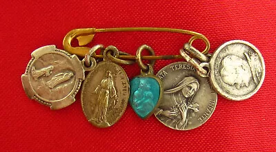 Vintage MARY JESUS Mini Medal SAINT THERESE POPE LOURDES Catholic Mini Medals • $15.99