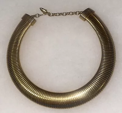 Vintage Designer Chunky Gold Tone Choker Necklace Snake Chain Costume Jewelry • $19.88