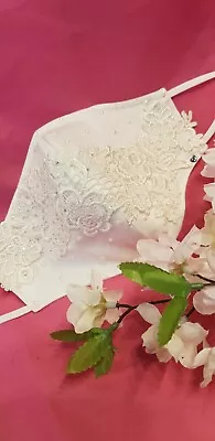 £22 • Buy Beautiful Silk And Lace Wedding Face Coverings Encrusted With Swarovski Crystals