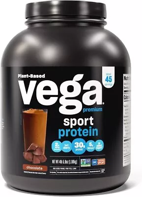 Vega Sport Premium Vegan Protein Powder Chocolate 45 Servings 30g Protein 5g • $129.89